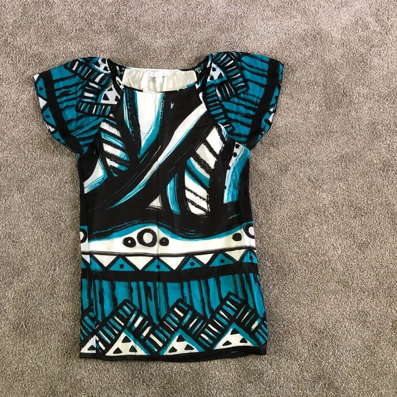 New York & Company Geometric Dress  Size S Bell Sleeves Colorful Summer - Picture 3 of 11